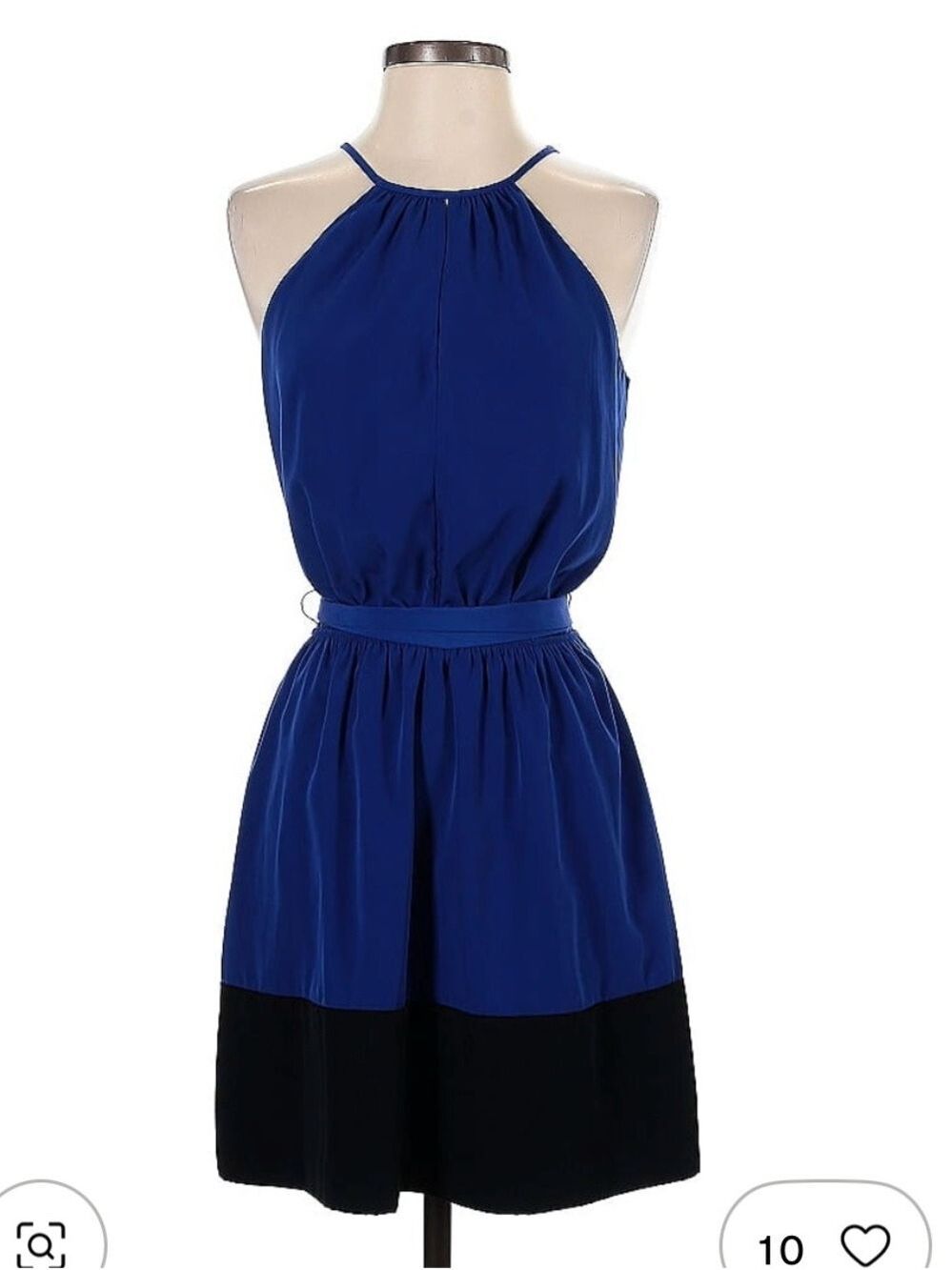 Express Royal Blue Halter Mini Dress with Black Hem